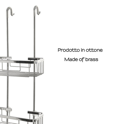 Portaoggetti appendibile a 2 ripiani in ottone modello Haiti di Gedy - Cromato by CeramicStore | Lo specialista del tuo bagno