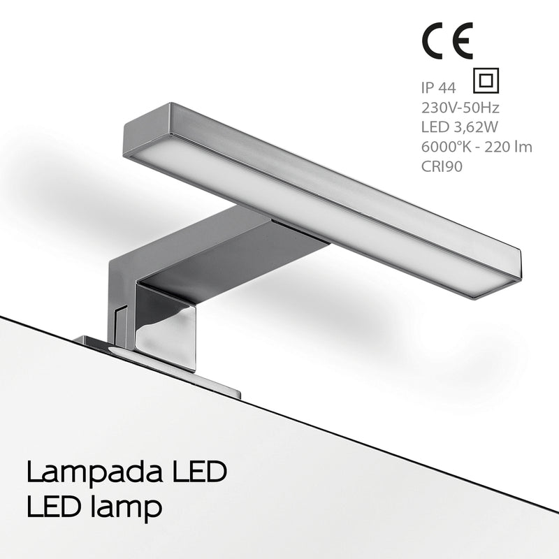 Lampada Led per specchio da 18 cm con attacco universale modello Madeira di Gedy - Cromato by CeramicStore | Lo specialista del tuo bagno
