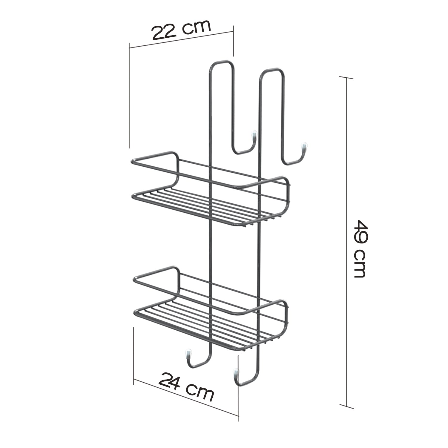 Portaoggetti doccia rettangolare appendibile a 2 ripiani di Gedy modello Tito - Cromato by CeramicStore | Lo specialista del tuo bagno
