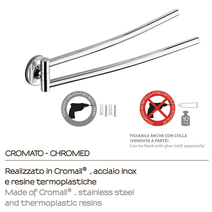 Portasalviette a snodo a muro Vermont Pro di Gedy - Cromato by CeramicStore | Lo specialista del tuo bagno