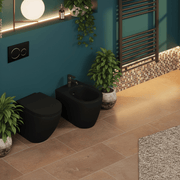Sanitari Filomuro Rimless con copriwater Soft Close BathCore serie Infinity 53x36,5xH40 cm Nero Opaco - Outlet