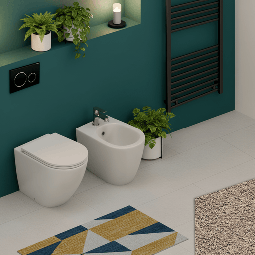 Sanitari Filomuro Rimless con copriwater Soft Close BathCore serie Infinity 53x36,5xH40 cm Avorio Opaco - Outlet