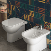 Coppia di sanitari filomuro Dolomite Gemma 2 Wc + Sedile tradizionale e Bidet
