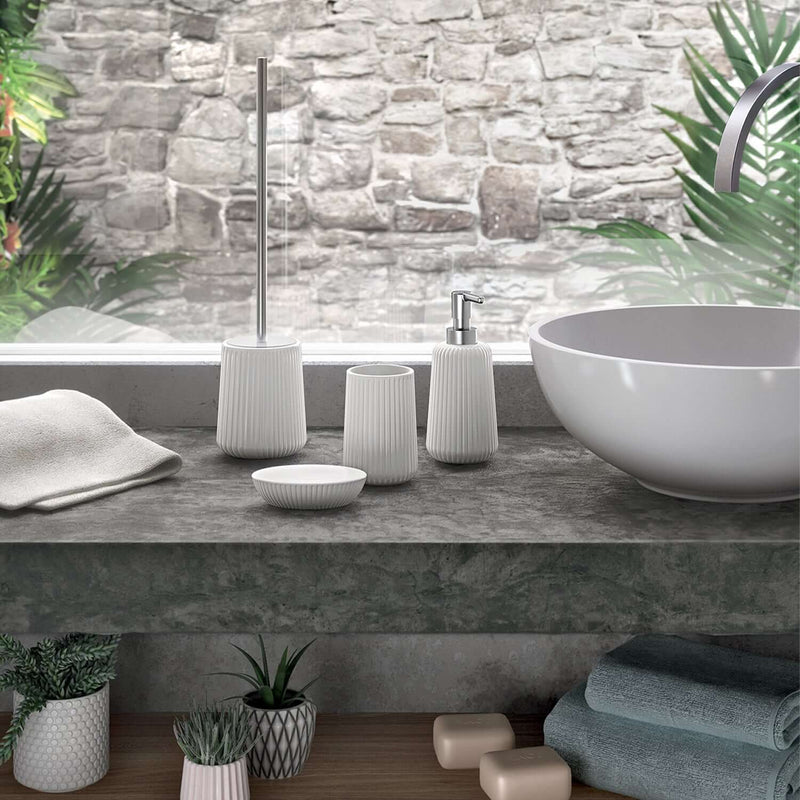 Portaspazzolini da appoggio in ceramica Gedy modello Marika - Bianco
