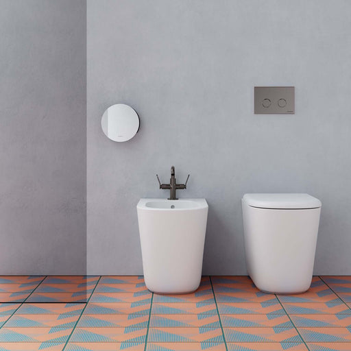 Coppia sanitari a terra filo parete Lalita Ceramica Globo 54x36 cm â€“ Bianco lucido
