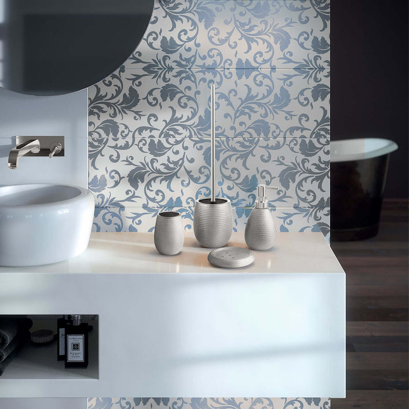 Portaspazzolini da appoggio in ceramica Gedy modello Astrid - Argento