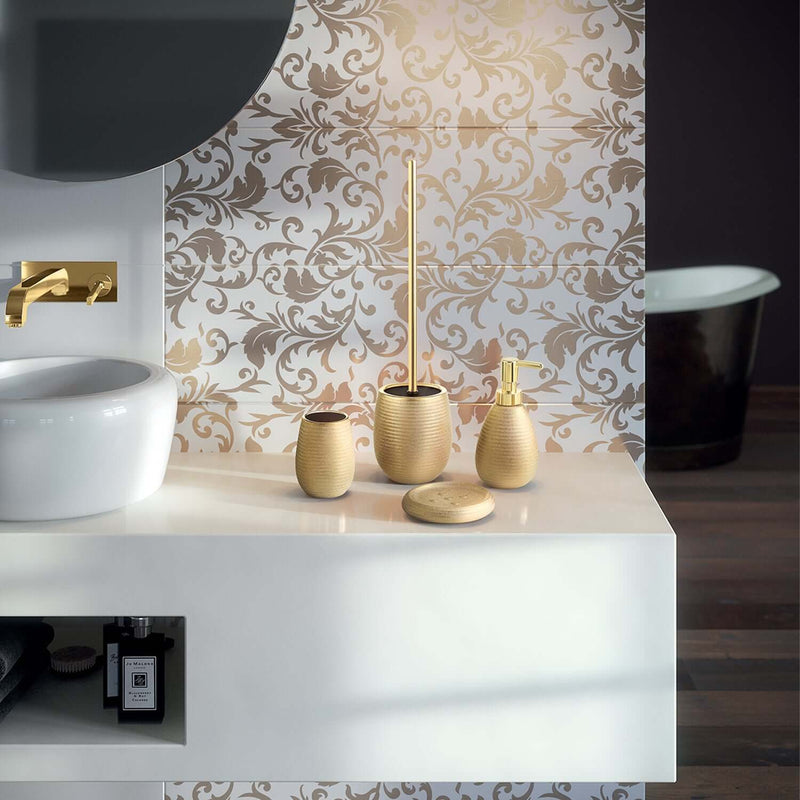 Portaspazzolini da appoggio in ceramica Gedy modello Astrid - Oro