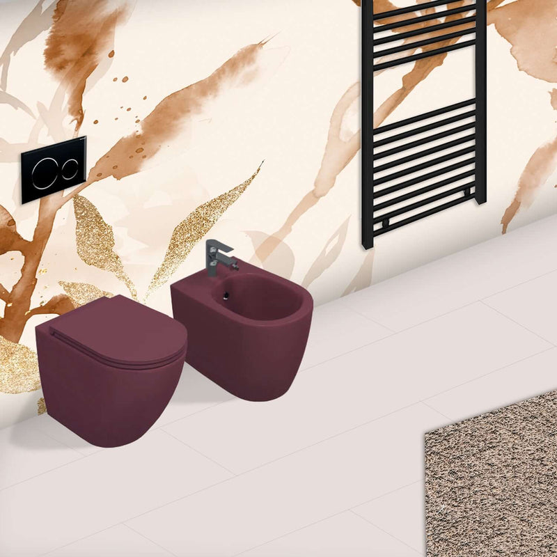 Sanitari Filomuro Rimless con coprieater Soft Close BathCore serie Infinity 53x36