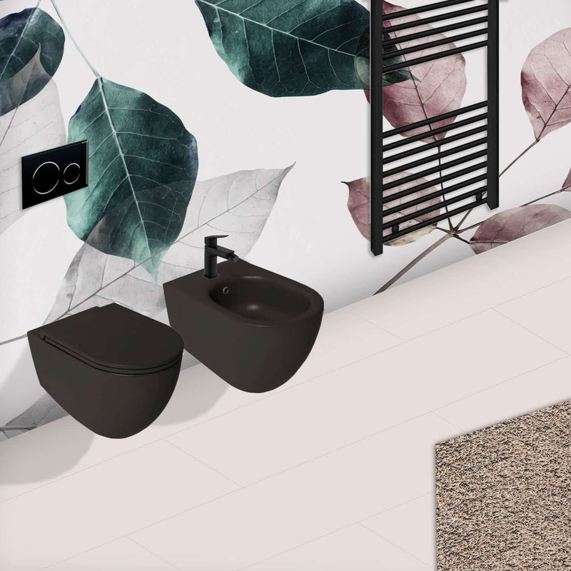 Sanitari sospesi Rimless con copriwater Soft Close BathCore serie Infinity 53x36