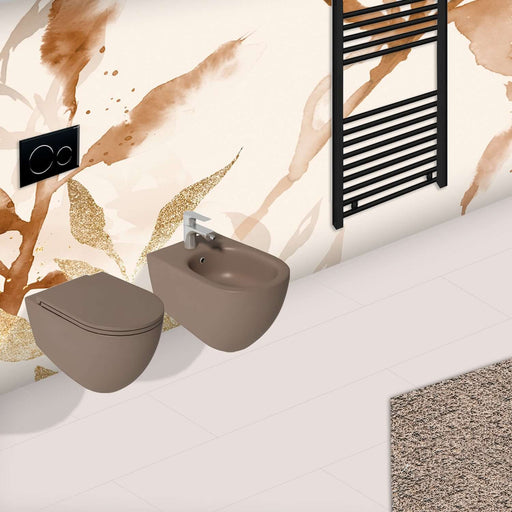 Sanitari sospesi Rimless con copriwater Soft Close BathCore serie Infinity 53x36