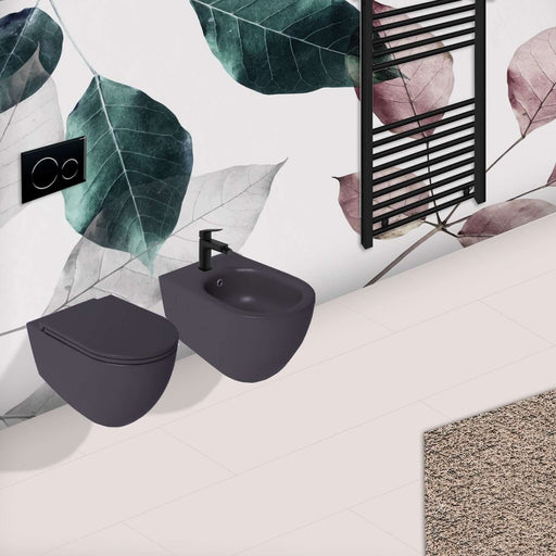 Sanitari sospesi Rimless con copriwater Soft Close BathCore serie Infinity 53x36