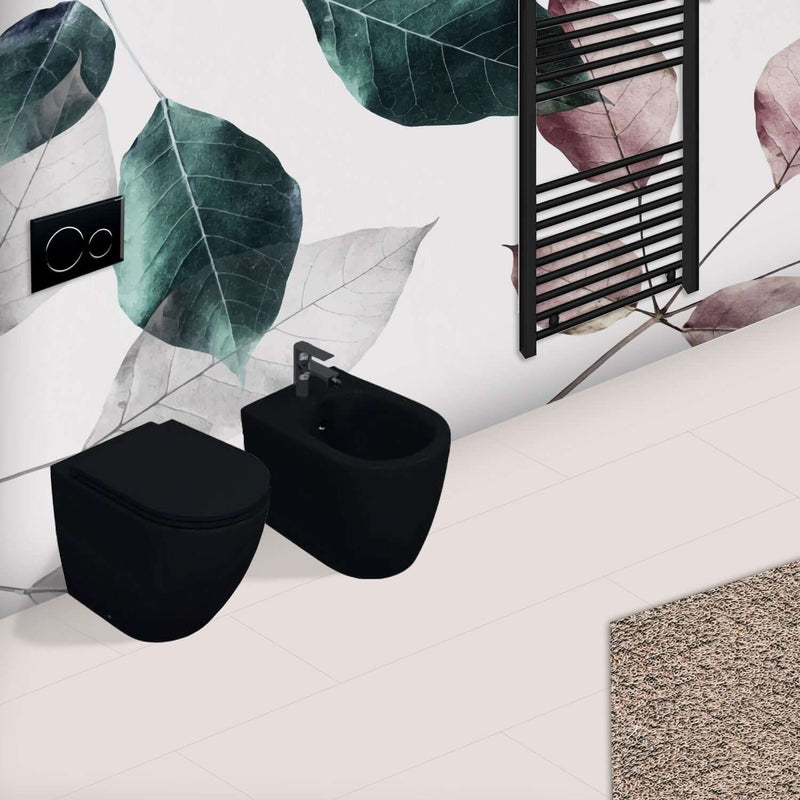 Sanitari Filomuro Rimless con copriwater Soft Close BathCore serie Infinity 53x36