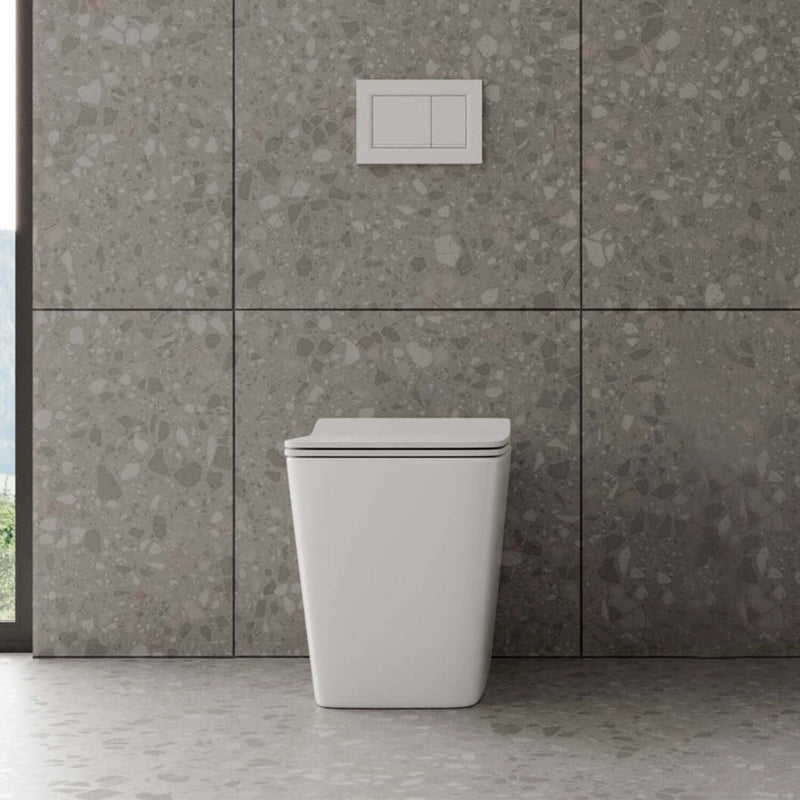 Vaso a terra con copriwater soft close Tela BathCore L 36 x P 56 x H 41 cm â€“ Bianco lucido