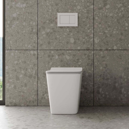 Vaso a terra con copriwater soft close Tela BathCore L 36 x P 56 x H 41 cm â€“ Bianco lucido