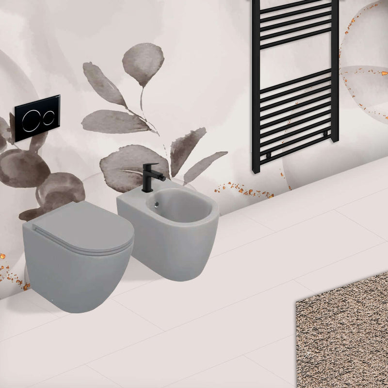 Sanitari Filomuro Rimless con copriwater Soft Close BathCore serie Infinity 53x36