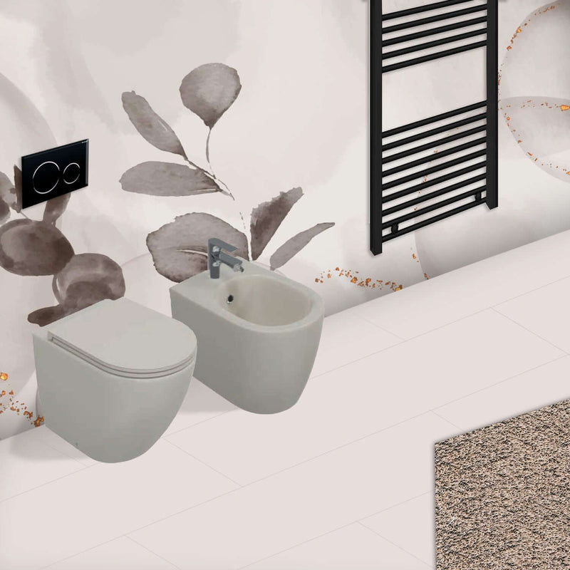 Sanitari Filomuro Rimless con copriwater Soft Close BathCore serie Infinity 53x36
