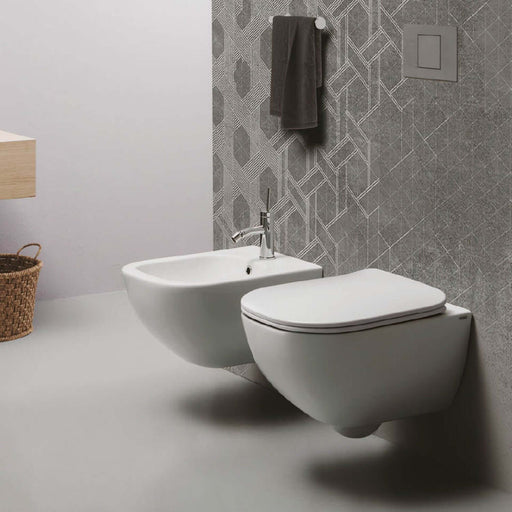 Santari sospesi serie Forever 50 in ceramica bianca con coprivaso chiusura tradizionale- Disegno Ceramica