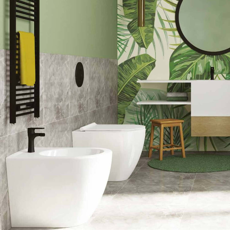 Sanitari filomuro collezione Tiara Linpha Sanitary cm 36x53 senza brida con copriwater soft close