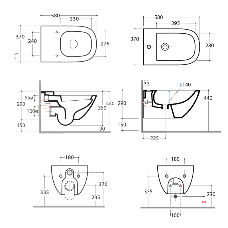 Sanitari Sospesi Ceramica Globo Stockholm WC + BIDET + SEDILE Soft Close
