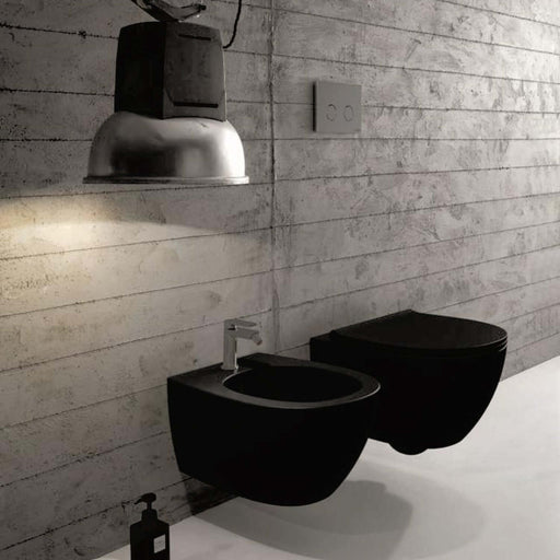 Sanitari sospesi con sedile soft-close 54x36 cm modello 4all Ceramica Globo - Nero Opaco