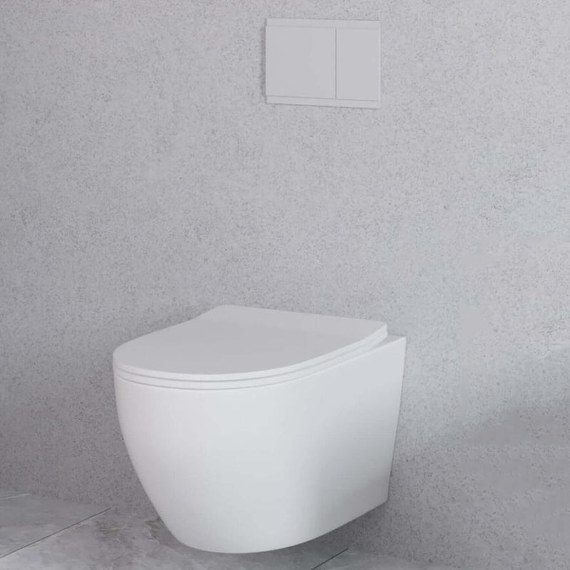 Vaso sospeso senza brida con Copriwater Soft Close BathCore Aria - Bianco Opaco 52x37 cm