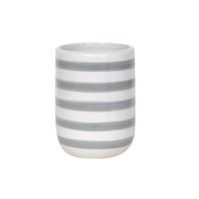 Bicchiere Portaspazzolino in ceramica collezione Delia - Bianco/grigio