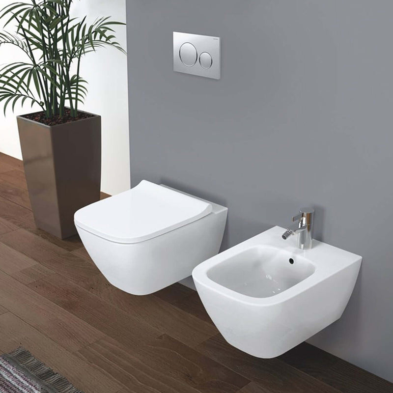 Bidet sospeso in ceramica bianca lucida modello Smyle Geberit cm 54x35
