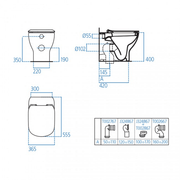 Sanitari filo muro Ideal Standard Tesi AquaBlade con scarico traslato con sedile termoindurente