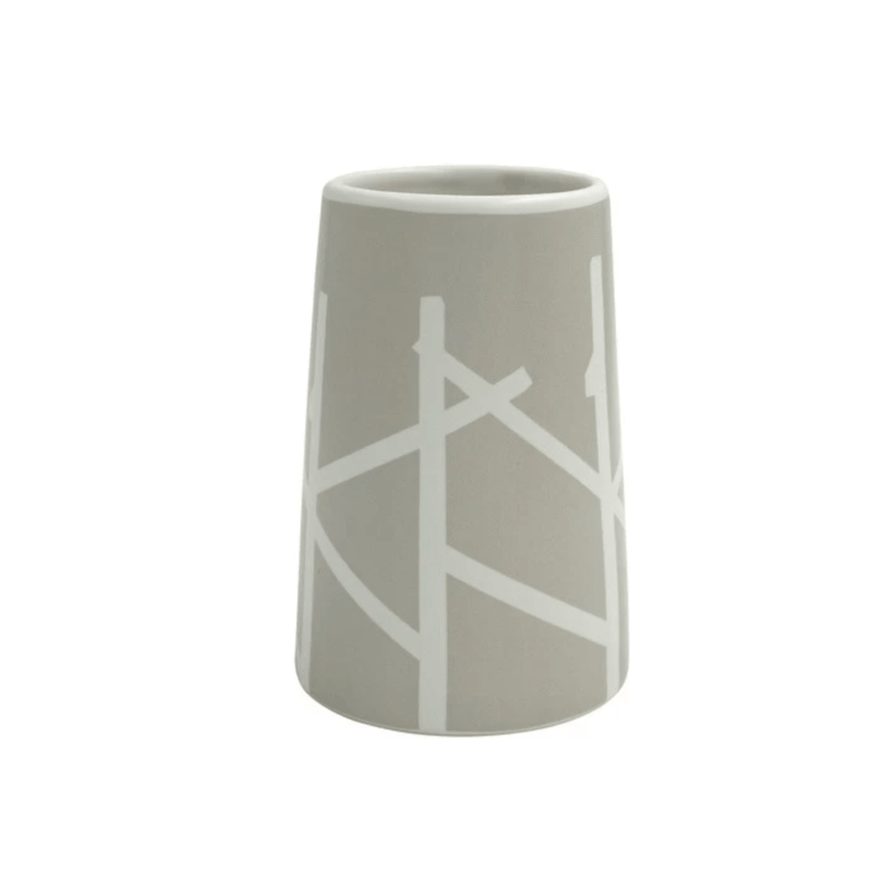 Bicchiere Portaspazzolino in ceramica  taupe e bianco collezione ARBRE