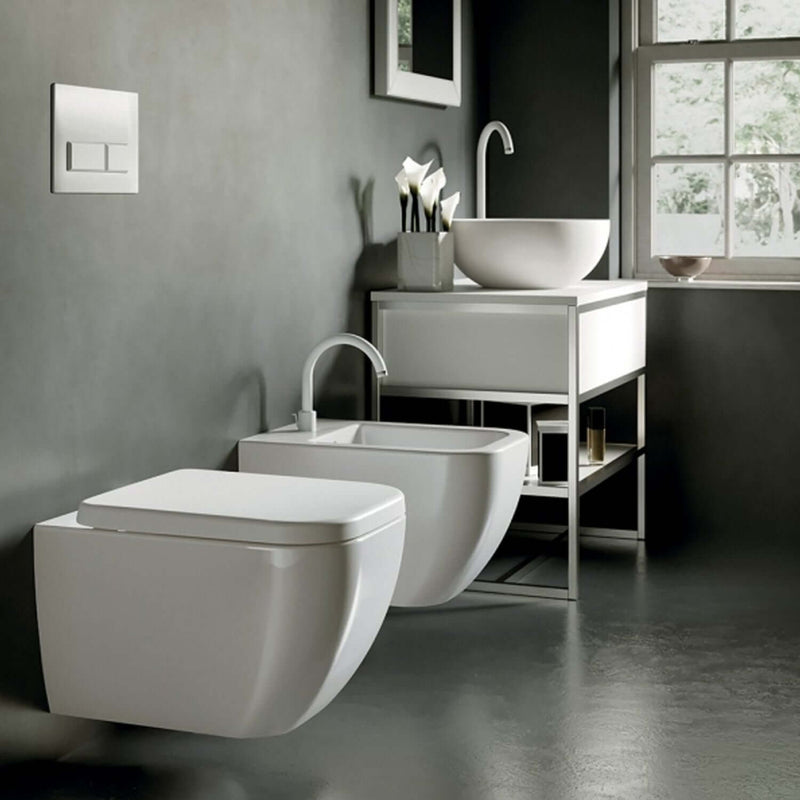 Coppia di sanitari sospesi 52x36 cm della serie Bianca di Hatria con sedile soft close
