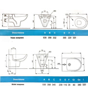 Sanitari sospesi wc+bidet +sedile normal close Geberit 'Selnova Pro' cm 53