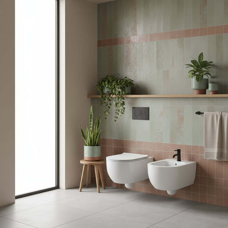 Coppia di sanitari sospesi Ceramica Globo modello Mode 53x34 cm bianco opaco con sedile SoftClose