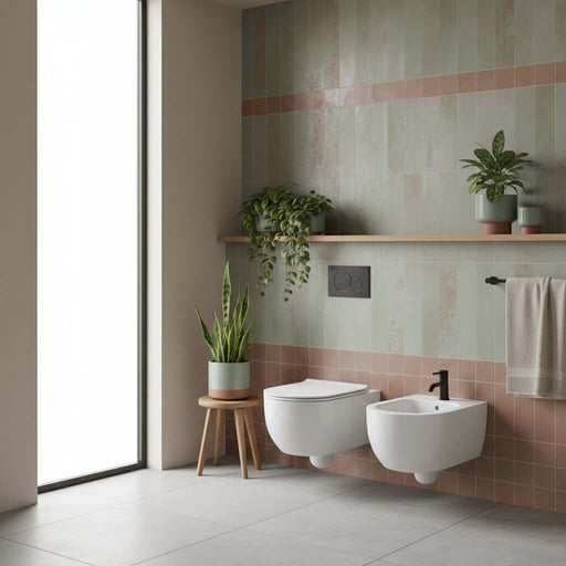 Coppia di sanitari sospesi Ceramica Globo modello Mode 53x34 cm bianco opaco con sedile SoftClose