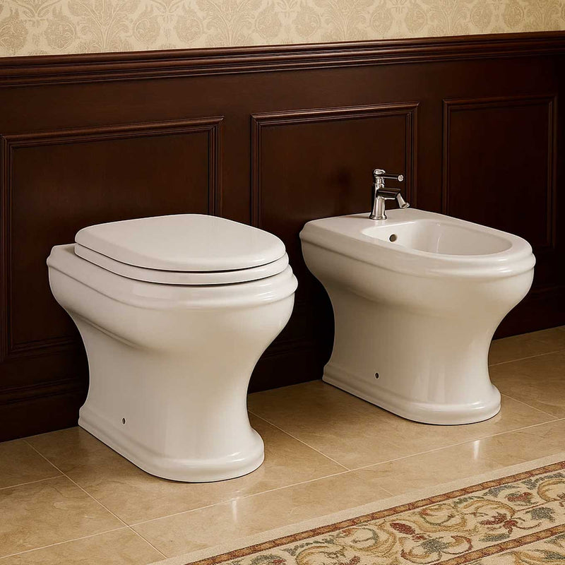 Sanitari filomuro con scarico traslato Azzurra serie Charme con sedile soft close