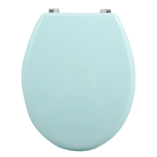 Sedile WC universale modello KLAK realizzato in MDF Verde Pastello e Cerniere in acciaio inox