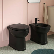 Sanitari filomuro con scarico universale e sedile soft close serie Isola cm 48x38- Nero Opaco