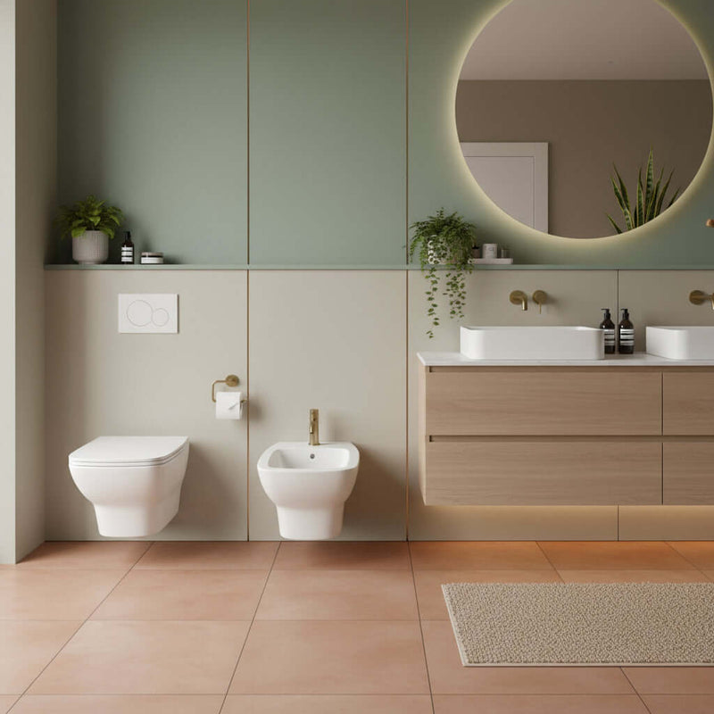 Sanitari sospesi senza brida Globo serie Daily 53x37xH33 cm con copriwater incluso - Bianco Lucido