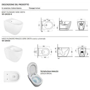Sanitari filomuro collezione Tiara Linpha Sanitary cm 36x53 senza brida con copriwater soft close