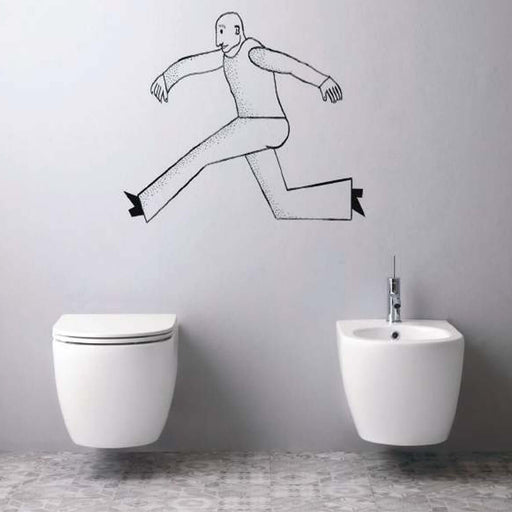 Santari sospesi serie Skip 50 in ceramica bianca con coprivaso chiusura tradizionale- Disegno Ceramica