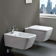 Sanitari sospesi bidet e wc Rimless con sedile tradizionale modello Metrica Pozzi Ginori cm 54