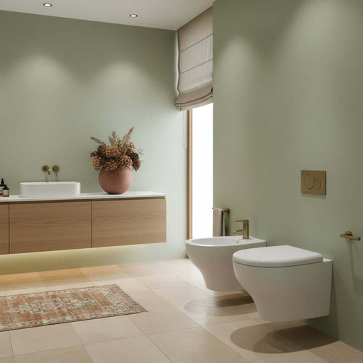 Coppia di Sanitari Sospesi 53x36 cm serie Eden di Ceramica Galassia con sedile soft close
