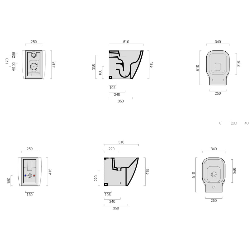 Sanitari senza brida filo parete Domus Falerii F50 Special Wc