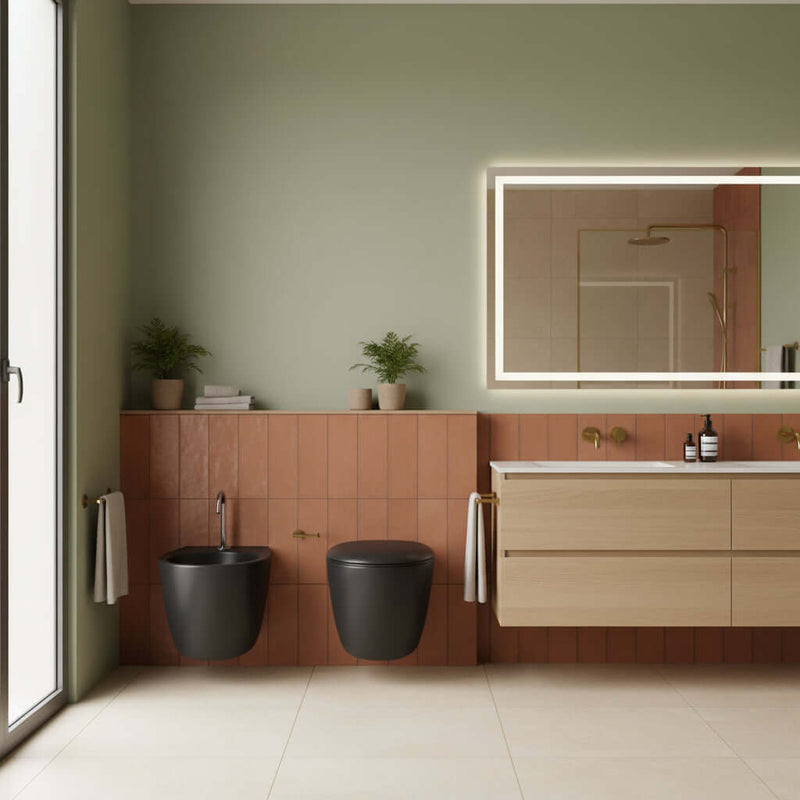 Sanitari sospesi moderni Domus Falerii Mascalzone profondità cm 35x48 color Pirate Black