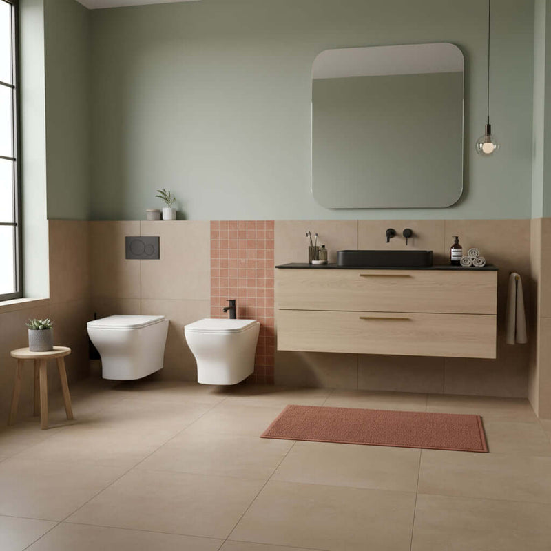 Sanitari sospesi serie Tuono con sedile Softclose 49x35 H. 32 cm - Bianco lucido