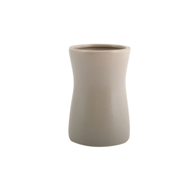 Bicchiere Portaspazzolino in ceramica di colore tortora  collezione Athena