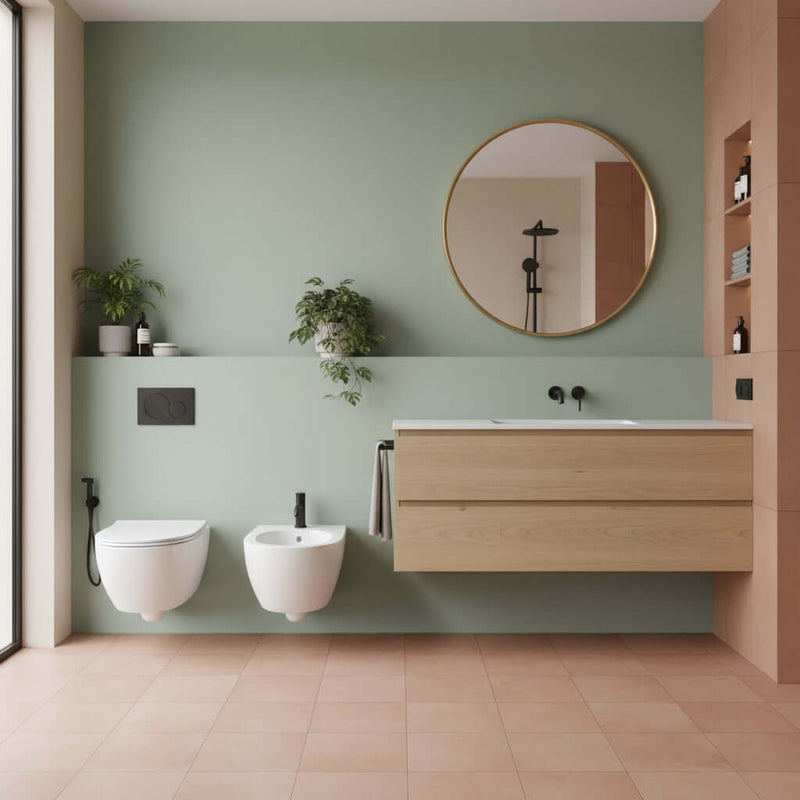 Sanitari Sospesi senza brida Ceramica Globo 4ALL  WC + BIDET + SEDILE