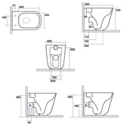 Wc filomuro senza brida 54x35 cm collezione Tribeca Kerasan con sedile soft close