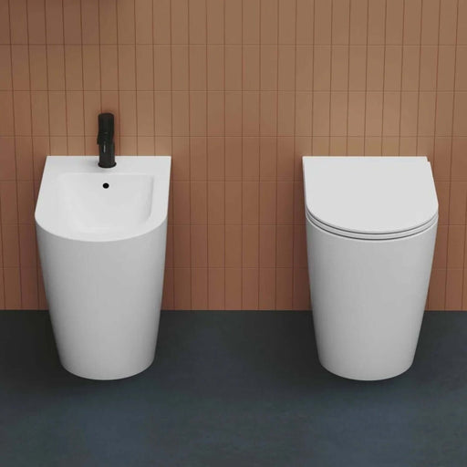 Sanitari Ceramica Azzurra serie Comoda con scarico traslato e sedile soft-close 54x36x34 cm - Bianco lucido