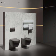 WC sospeso senza brida Domus Falerii collezione Fogliolina meteorite con copriwater