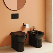 Sanitari filomuro con scarico universale e sedile soft close serie Isola cm 48x38- Nero Opaco